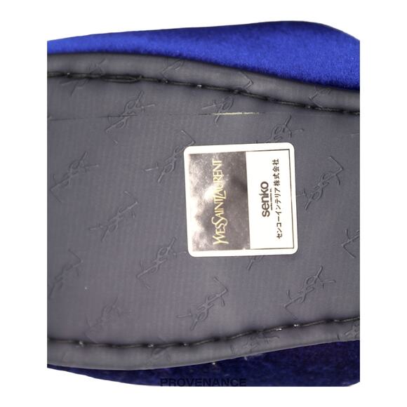 🔴 Yves Saint Laurent YSL Logo Slipper - Blue Velour - Picture 7 of 7